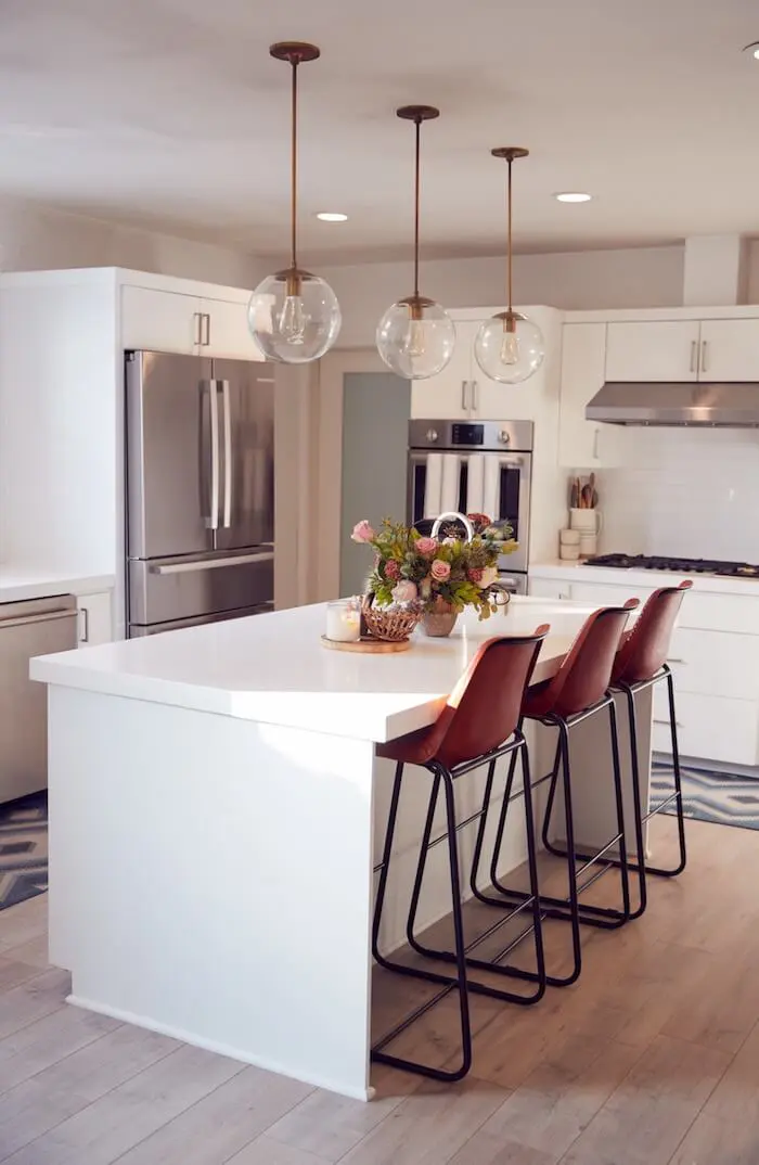 Modern white kitchen island design