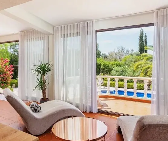 Modern living room with pool