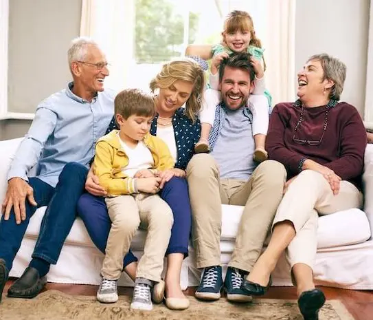 Happy multigenerational family laughing