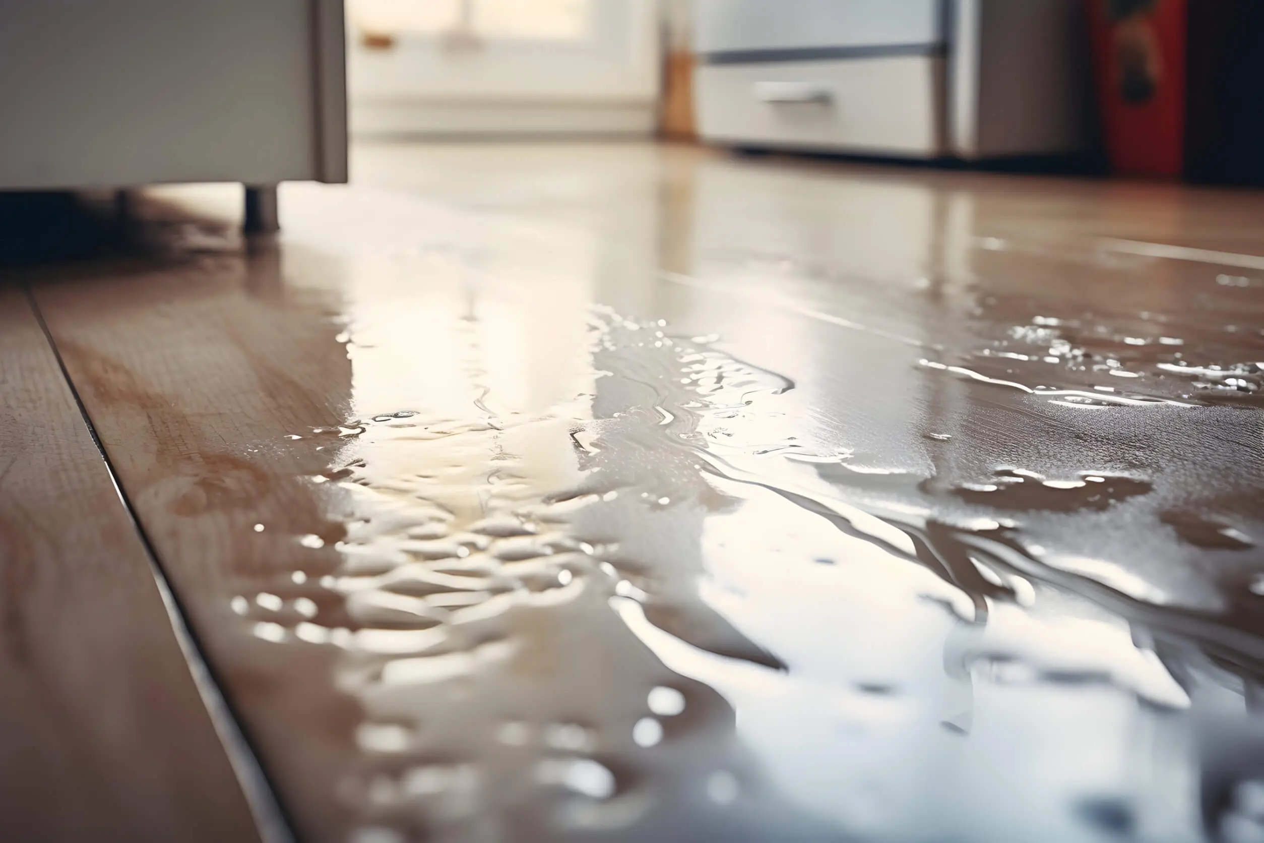 Water leakage on wooden floor