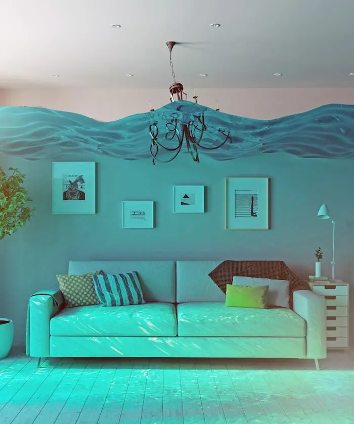 Underwater-themed modern living room