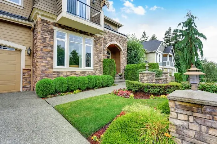 Beautiful residential home exterior lawn