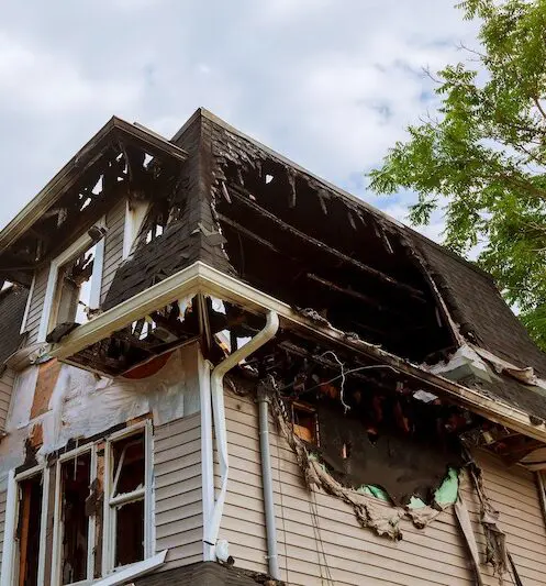 Fire-damaged house repair service